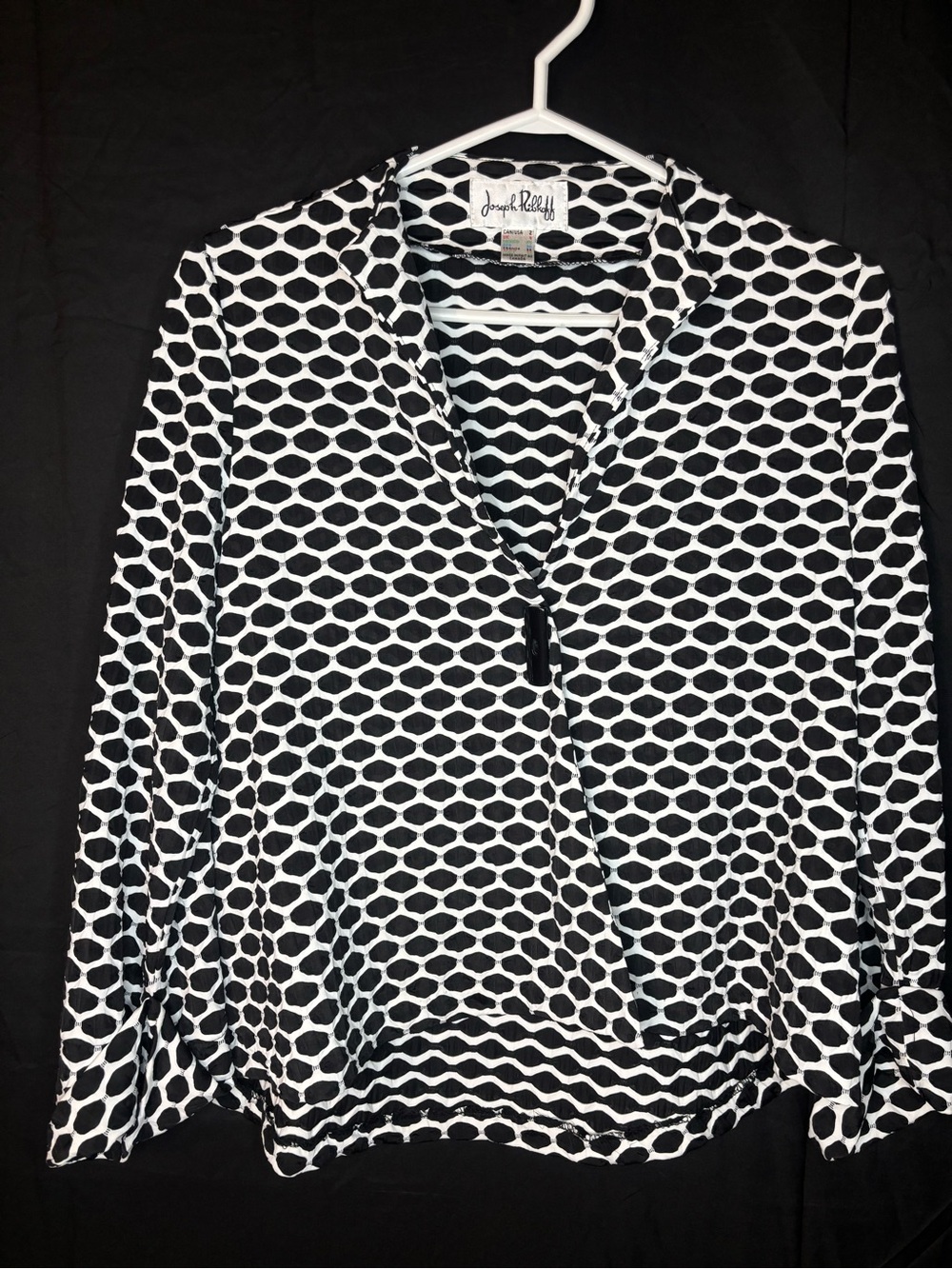 Joseph Ribkoff Geometric Monochrome Asymmetrical One-Button Jacket